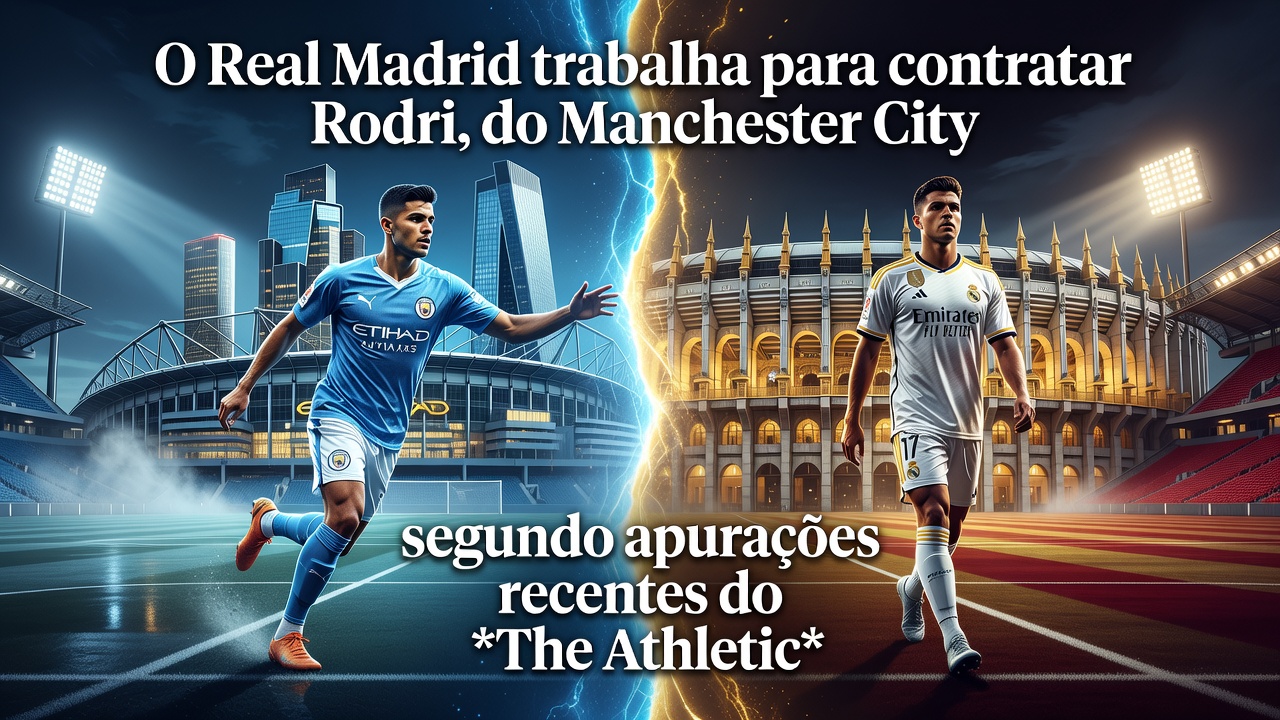 O Real Madrid trabalha para contratar Rodri, do Manchester City, segundo apurações recentes do *The Athletic*.